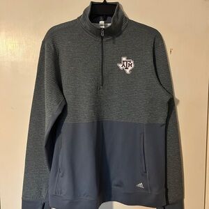 Adidas Dark Gray Striped Quarter-Zip Top